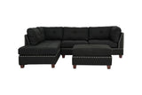 3-pcs Reversible Sectional in Black Polyfiber