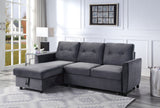 Hudson 83" Dark Gray Velvet Reversible Sleeper Sectional Sofa with Storage Chaise