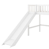 Twin Size Low Loft Bed with Ladder and Slide,White(OLD SKU:WF196418AAK)