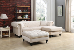 Glory Furniture Nola G0357B-SC Sofa Chaise ( 3 Boxes ) , IVORY