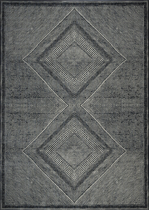 Benzara Black and White Viscose Area Rug 5x8