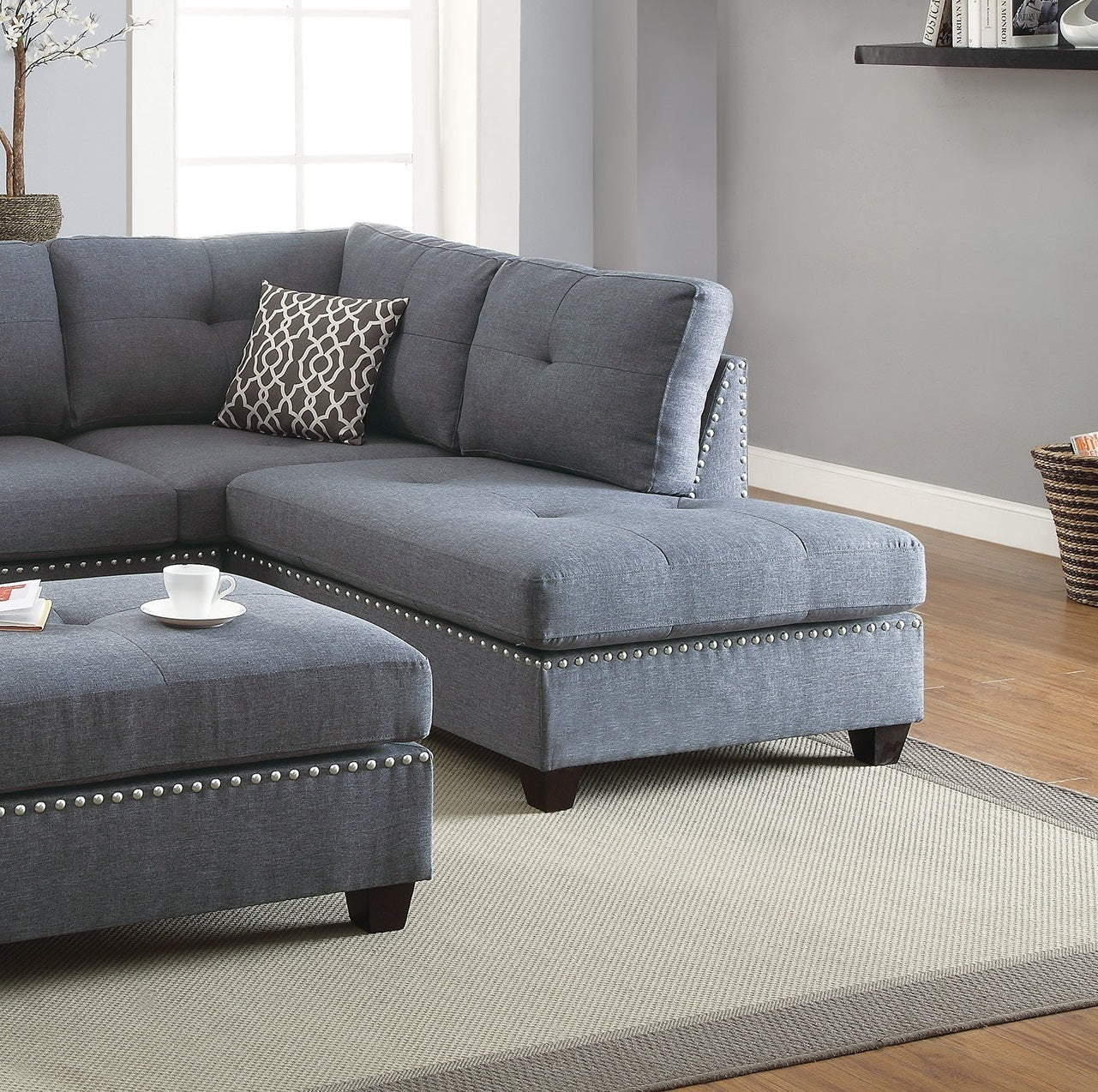 Blue Grey 3-pcs Sectional Reversible