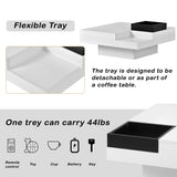 ON-TREND Modern Minimalist Design 31.5*31.5in Square Coffee Table with Detachable Tray and Plug-in 16-color LED Strip Lights Remote Control for Living Room( OLD SKU: WF291303AAK )