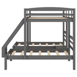 Full over Twin & Twin Bunk Bed,Triple Bunk Bed, Gray