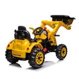 Ride on Excavator, 12V Battery Powered Construction Vehicles for Kids, Front Loader with Horn, 2 Speeds, Forward/Backward, Safety Belt,Treaded Wheels, Digger, Yellow Ride on Car