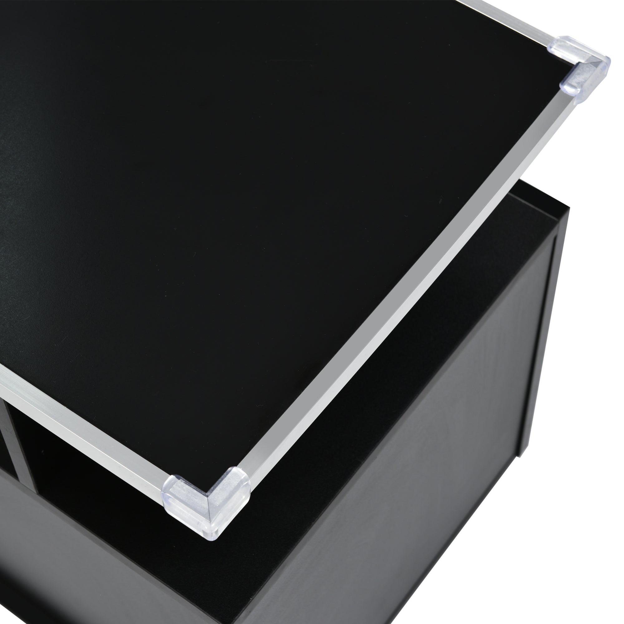 ON-TREND Modern TV Stand with Push to Open Doors, UV High-Gloss Entertainment Center with Acrylic Board for TVs Up to 80", Stylish TV Cabinet with LED Color Changing Lights for Living Room, Black