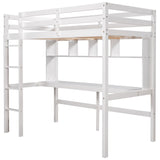 Twin Size Loft Bed with Convenient Desk, Shelves, and Ladder, White(Similar SKU:SM001302AAK)