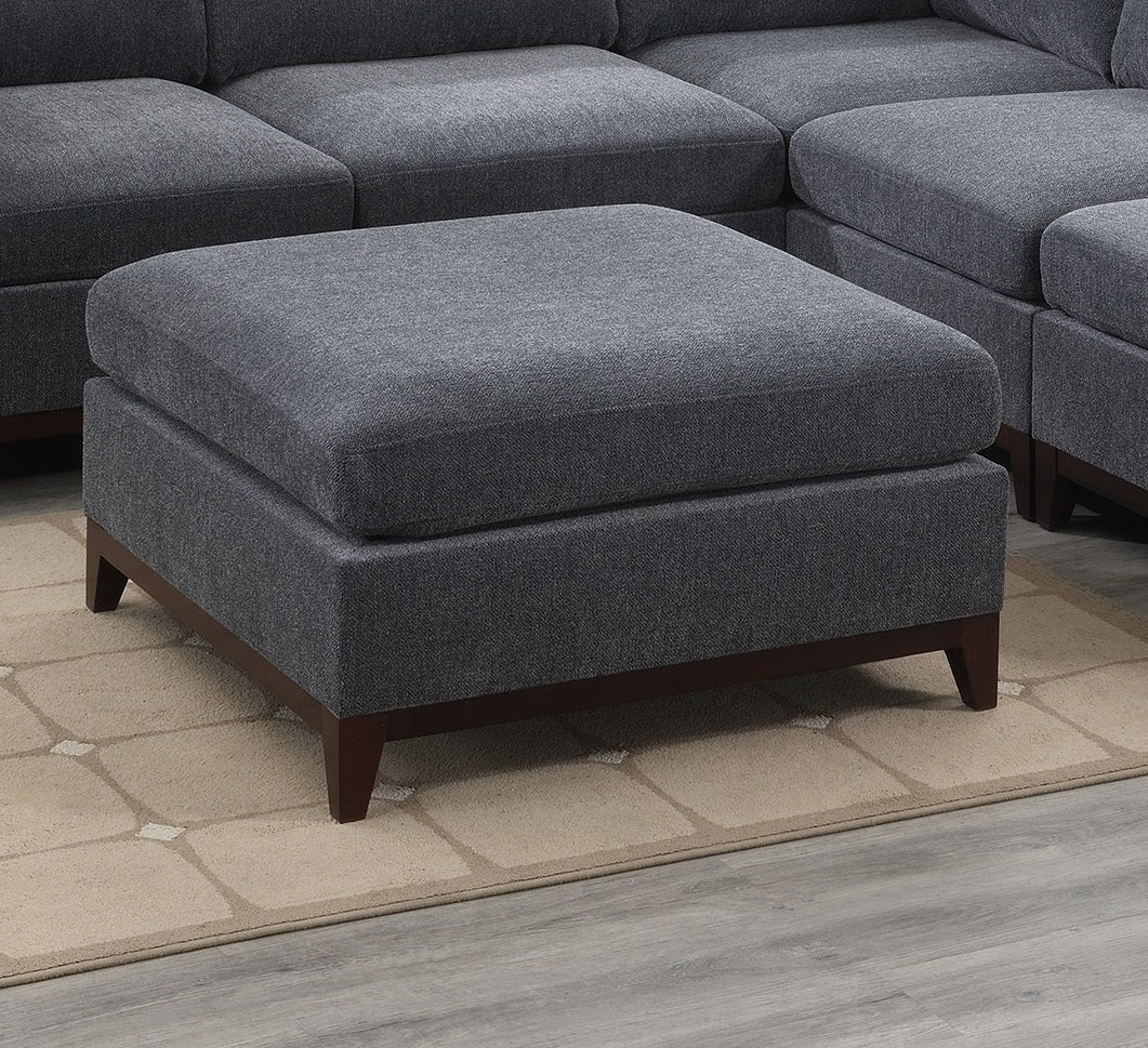 Ash Grey Chenille Fabric Modular Sectional 6pc