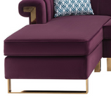 Maddie Purple Velvet 6-Seater Sectional Sofa with Storage Ottoman