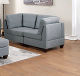 Grey Linen Fabric Modular Sofa Set 6pc Set