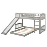 Twin Over Twin Bunk Bed with Slide and Ladder, Gray(OLD SKU :LP000514AAE)