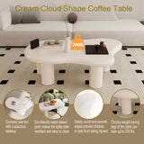 40 Inch Cream Cloud Shaped Coffee Table for Living Room