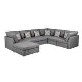 Amira 120.5" Gray Fabric Reversible Modular Sectional Sofa with Ottoman and Pillows