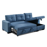 91.7 Blue Pull-Out Sleeper Bed Reversible Sleeper Sectional with Storage Chaise