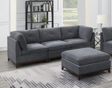 Ash Grey Chenille Fabric Modular Sofa Set 6pc Set