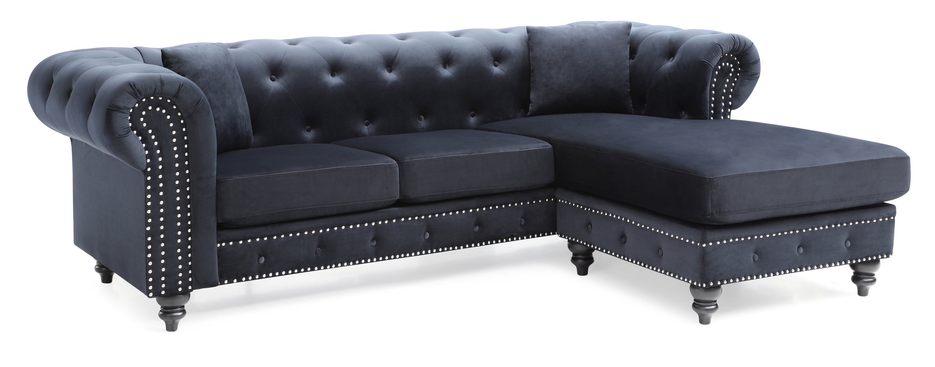 Glory Furniture Nola G0353B-SC Sofa Chaise ( 3 Boxes ) , BLACK
