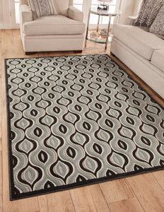 Davlin Black/Aqua/Grey Area Rug 5x8