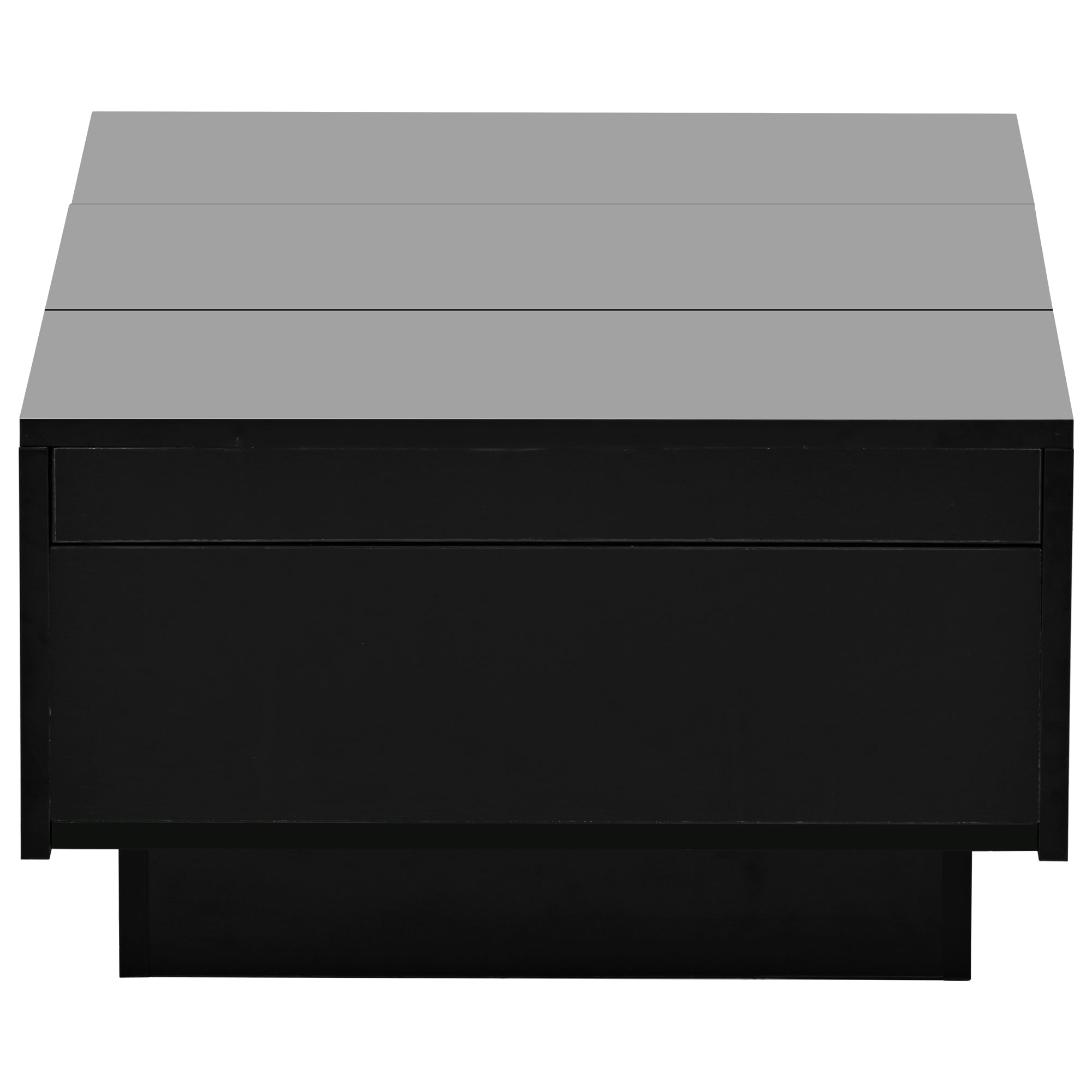 [VIDEO provided] ON-TREND Coffee Table with 2 large Hidden Storage Compartment, Extendable Cocktail Table with 2 Drawers, High-gloss Center Table with Sliding Top for Living Room, 39.3"x21.6", Black