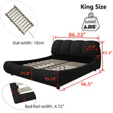 King Size Luxury Upholstered Platform Bed with Oversized Padded Backrest and Solid Wood Frame,suitable for Multiple heights of mattresses,Black(Old Sku:W1885S00017)