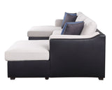 Merill Sectional Sofa w/Sleeper , Beige Fabric & Black PU