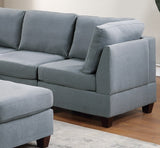 Grey Linen Like Fabric Modular Sectional 6pc Set