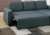 Blue Grey Reversible Chaise Storage Sofa Pull Out