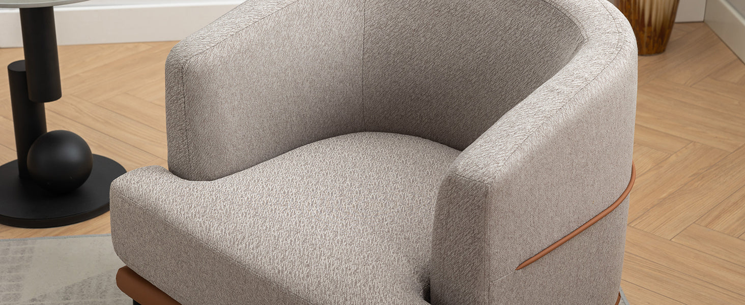 Modern Two-tone Burnt Orange Barrel Fabric Chair