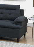 Black Cushion Sectional w Ottoman Linen Like Fabric