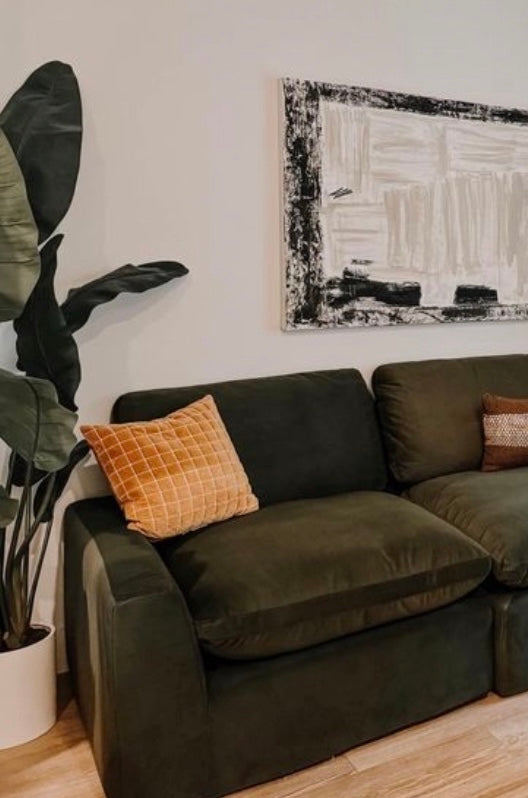 ALBANY STREET OLIVE VELVET MODULAR SECTIONAL