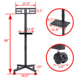 Mobile TV Stand on Wheels, Height Adjustable Tilt Rolling TV Stand with Media Shelf for 23-60 inch LED, LCD, OLED Flat&Curved TVs, Holds Up to 55lbs, Max VESA 400x400mm