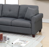 Glossy Charcoal Tufted Sectional