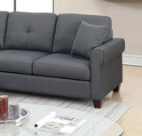 Glossy Charcoal Polyfiber Tufted Cushion Reversible Sectional