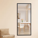 Fourth generation black solid wood frame full-length mirror, dressing mirror, bedroom porch, decorative mirror, clothing store, floor standing large mirror, wall mounted. 71 "* 31.5"