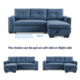 91.7 Blue Pull-Out Sleeper Bed Reversible Sleeper Sectional with Storage Chaise