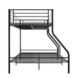 Heavy Duty Twin-Over-Full Metal Bunk Bed, Easy Assembly with Enhanced Upper-Level Guardrail, Black