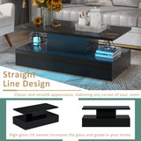 ON-TREND Coffee Table Cocktail Table Modern Industrial Design with LED lighting, 16 colors with a remote control (Black)