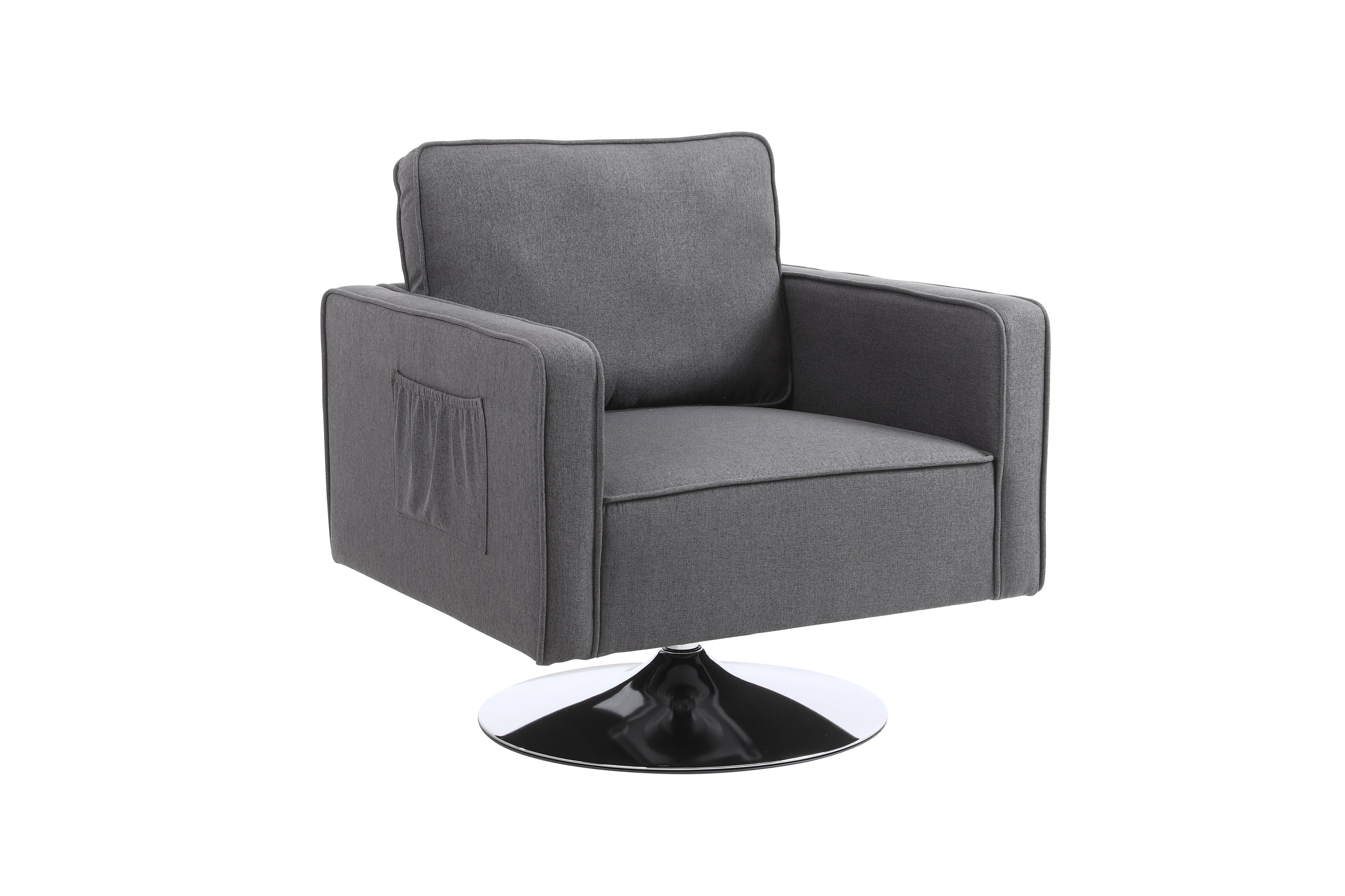 Modern Linen Swivel Accent Chair ,Comfy Armchair with 360 Degree Swiveling for Living Room, Bedroom, Reading Room, Home Office (Dark Grey)