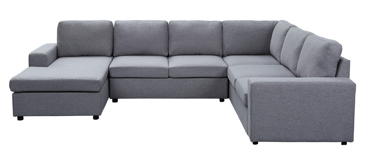 Warren Light Gray Linen 6 Seat Reversible Modular Sectional Sofa Chaise