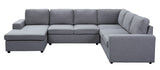 Dakota 120.5" Light Gray Linen 6 Seat Reversible Modular Sectional Sofa Chaise