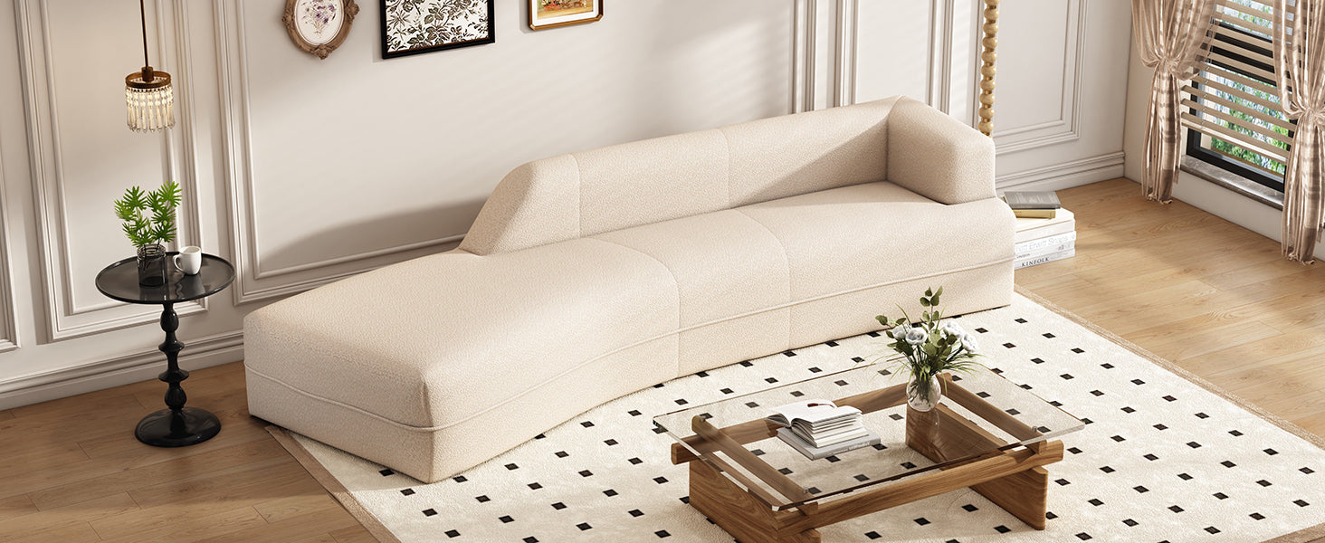109.4" Beige Curved Chaise Lounge