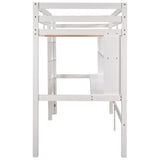 Twin Size Loft Bed with Convenient Desk, Shelves, and Ladder, White(Similar SKU:SM001302AAK)