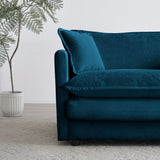 Comfort U Shaped Couch with Reversible Chaise, Modular Large U-Shape Sectional Sofa, Double Extra Ottomans,Blue Chenille