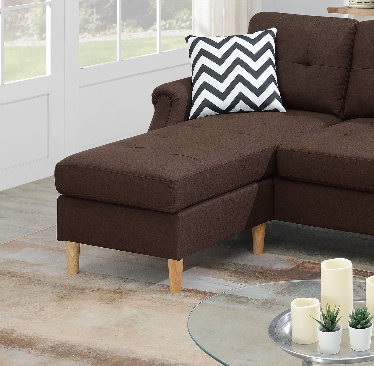 Dark Coffee Reversible Sectional