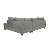 Steel Gray Fabric Reversible Sectional Sofa with Ottoman