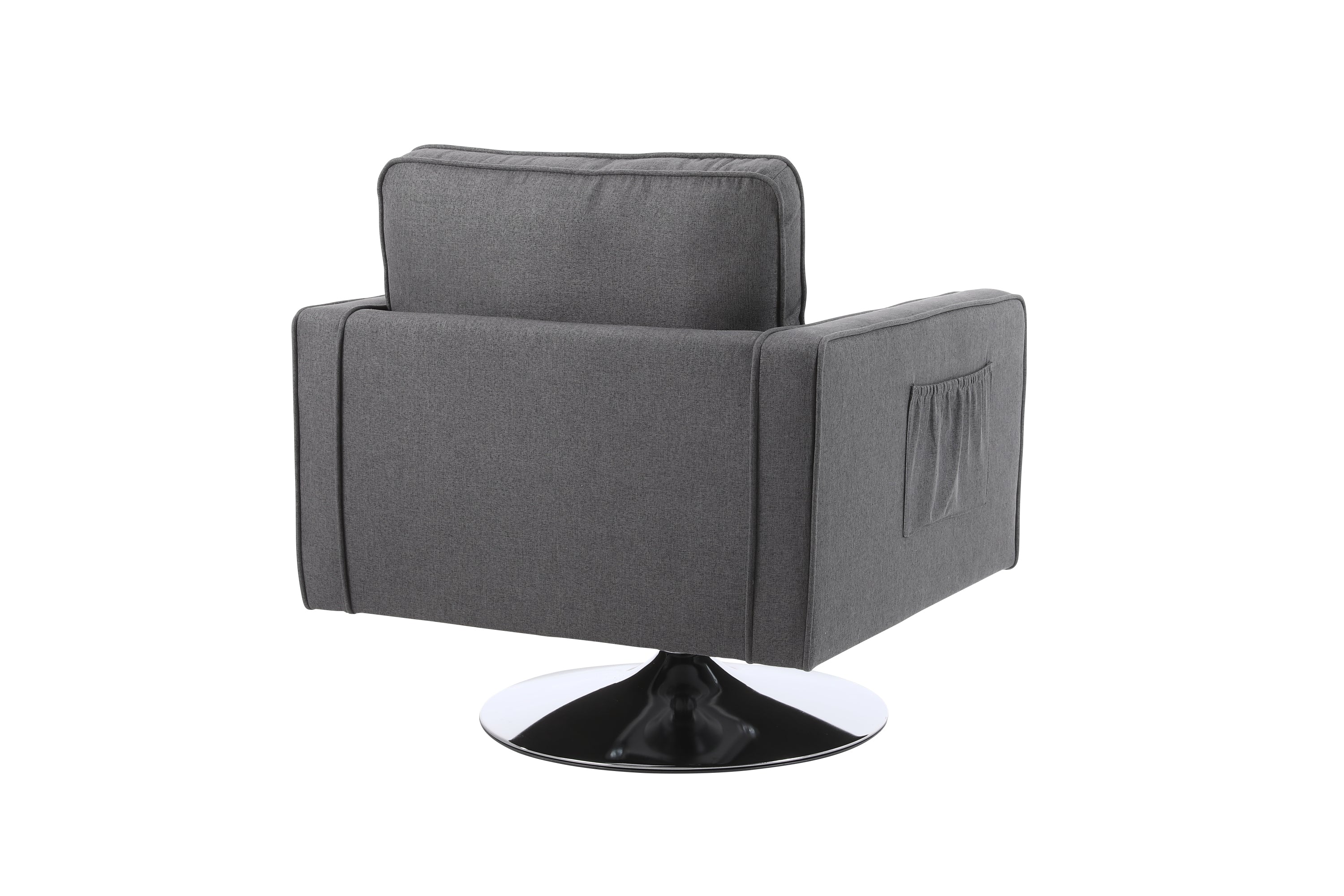 Modern Linen Swivel Accent Chair ,Comfy Armchair with 360 Degree Swiveling for Living Room, Bedroom, Reading Room, Home Office (Dark Grey)