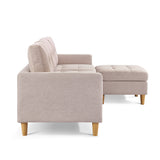 87" Wide Beige Reversible Sectional Sofa with Ottoman