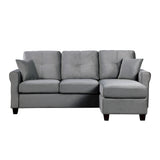 1pc Sofa with 2 Pillows Gray Velvet Fabric