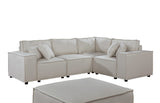 Melrose Modular Sectional Sofa with Ottoman in Beige Linen