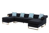 Maddie Black Velvet 5-Seater Double Chaise Sectional Sofa