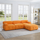 Modular Sectional Sofa, Button Tufted Designed and DIY Combination,L Shaped Couch with Reversible Ottoman, Orange Teddy Fabric